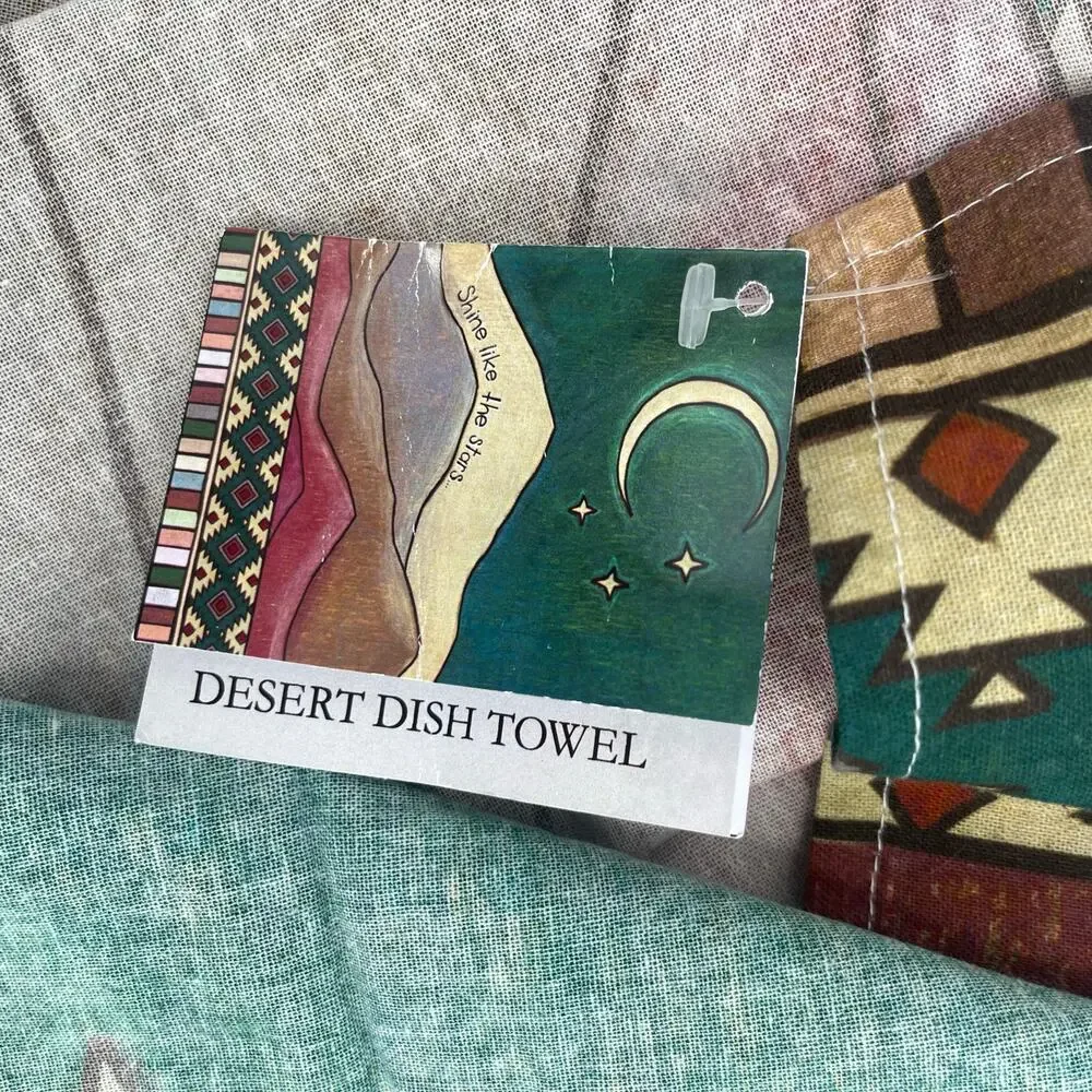PRIMITIVES BY KATHY Desert Dish Towel Shine Like Stars 100% Cotton 18
